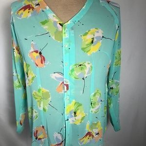 Womens Sheer Teal Blouse. Size Medium/Large